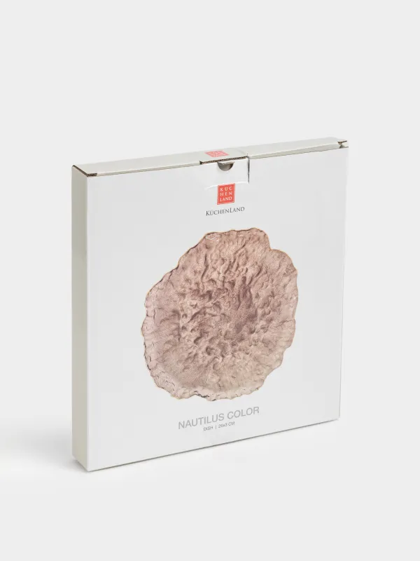 Ыдыс, 26х3 см, шыны, қоңыр, алтын жиегі бар, Nautilus color, image-5