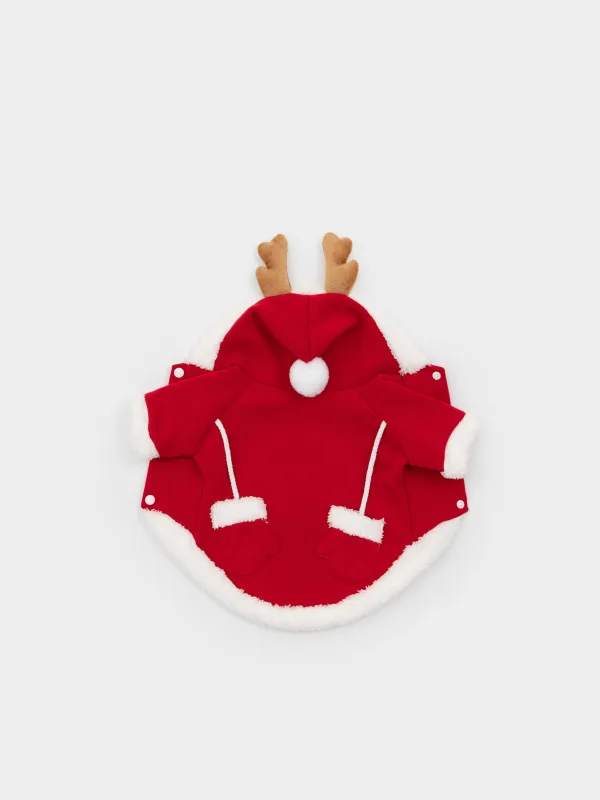 Жануарларға арналған костюм, 30 см, өлшемі S/M, карнавалдық, полиэстер, қызыл, Қолғаптар, Christmas pet, image-5