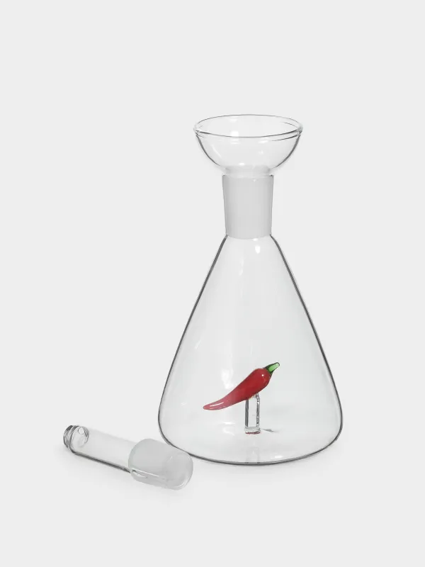 Бутылка для масла или уксуса, 300 мл, с дозатором, стекло/силикон, Красный перец, Shape, image-3