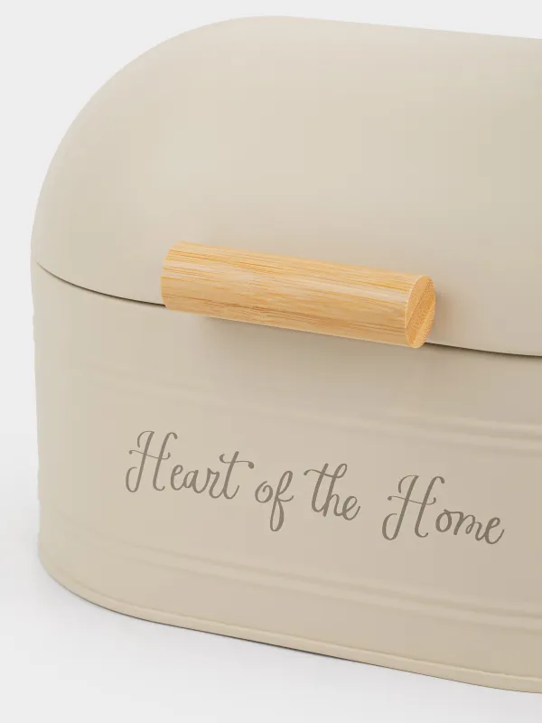 Хлебница, 25x18х18 см, металл/бамбук, овальная, бежевая, Gusto, image-1