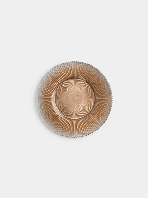 Тіскебасар тәрелкесі, 23 см, Р шынысы, алтын түстес, Ribby color, image-0