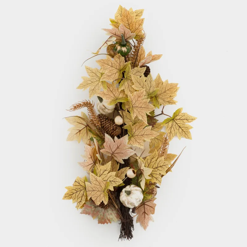 Сәндік бұтақ-гирлянд, 64 см, полиэстер/пенопласт, Алтын жапырақтар, Golden glow decor, image-0