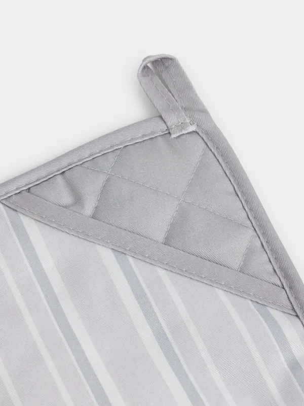 Қолғап ұстағыш, 18 см, силикон/мақта, шаршы, сұр, Жолақ, Bakery, image-1