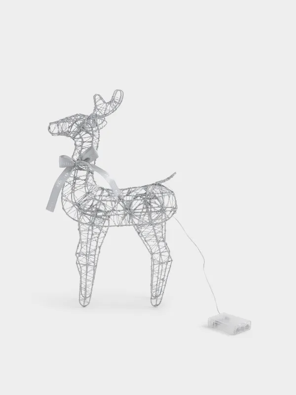 Мүсінше, жарықтандырылған, 40 см, металл, күміс, Бұғы, Deer sparks, image-4