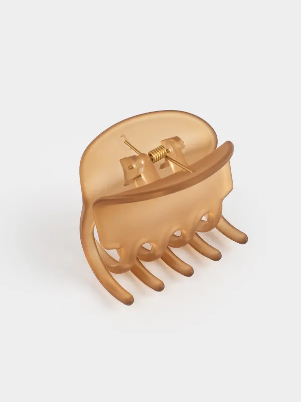 Заколка для волос, 6 см, пластик/металл, коричневая, Крабик, Hair basic, image-2