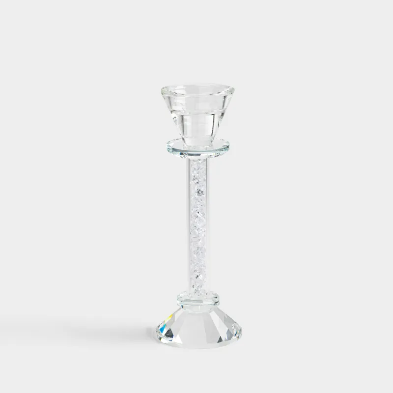 Шам ұстағыш, 20 см, жұқа/шай шамына арналған, аяқты, хрусталь шыны/страздар, Lux crystal