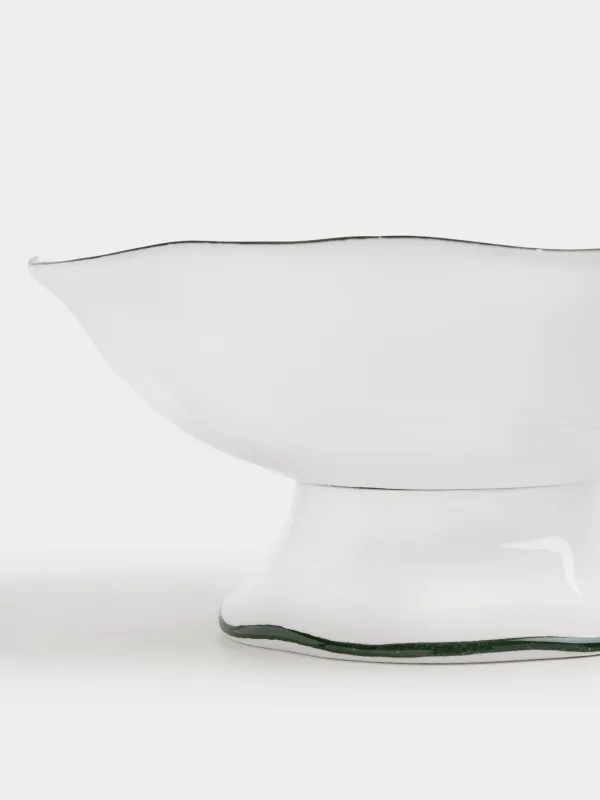 Жеміс вазасы, 27х12 см, аяқты, керамика, Жылқы, Сhristmas green, image-3