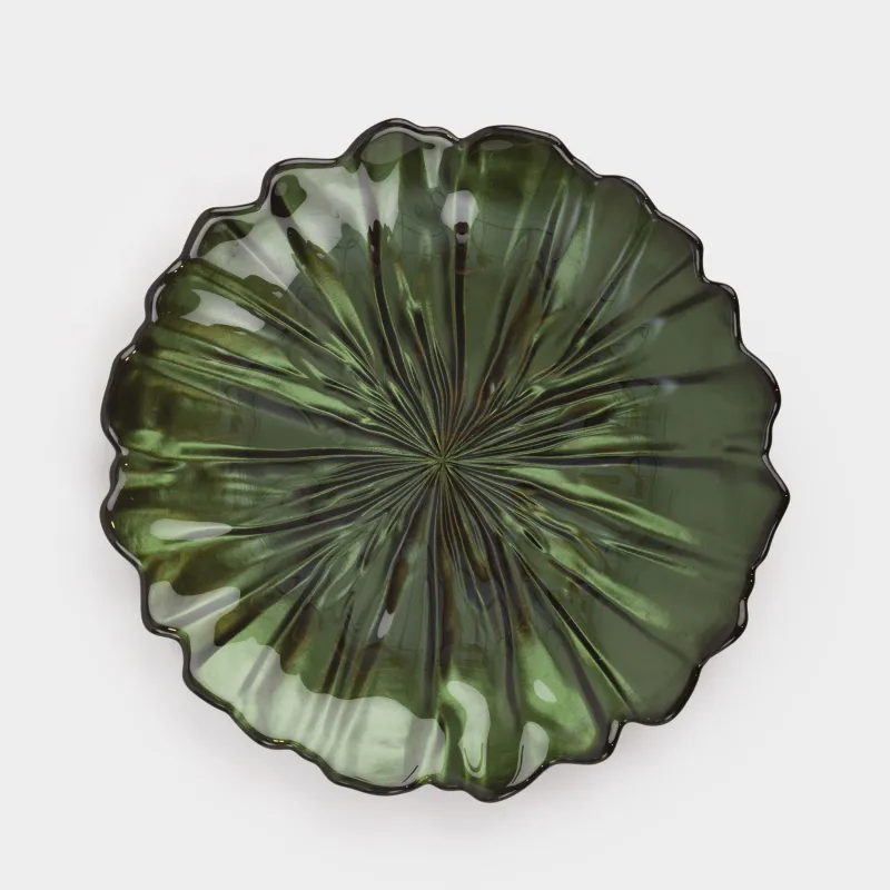 Тарелка закусочная, 21 см, стекло, зеленая, Verge