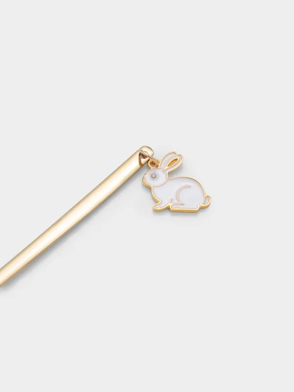 Десерт қасық, 14 см, болат/эмаль, алтын түстес, Қоян, Rabbit gold, image-3