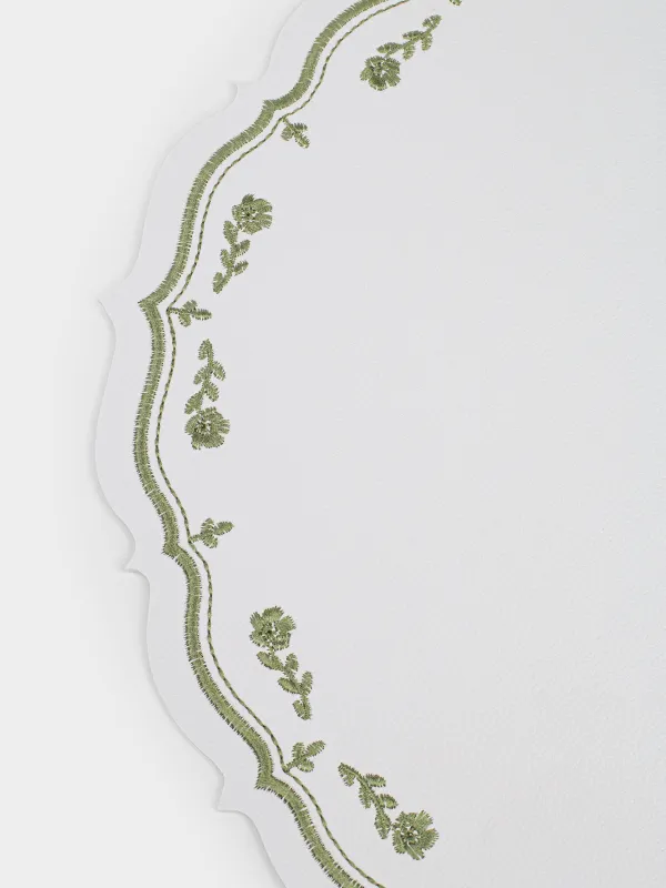 Салфетка под приборы, 38 см, ПВХ/полиэстер, фигурная, молочная, Винтажные цветы, Rock embroidery, image-2