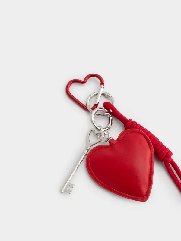 Салпыншақ, 8 см, полиэстер/полиуретан/металл, қызыл, Жүрек, Keychain heart, image-1