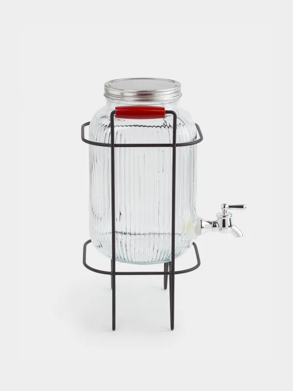 Сусындарға арналған диспенсер, 4 л, тұғырда, шыны Р/металл, қара, Ribby, image-1