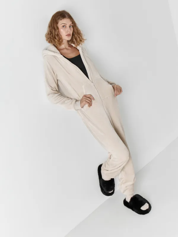 Әйелдер комбинезоны, үйге арналған, өлшемі S, капюшоны бар, флис, сұр, Мысық, Annie, image-5