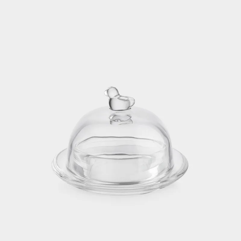 Уылдырық ыдысы, 9 см, қақпағы бар, шыны, құс, Clear