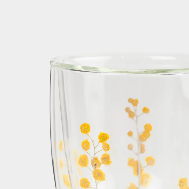 Кружка, 330 мл, стекло Б, с сухоцветами внутри, Мимоза, Air decor, image-1