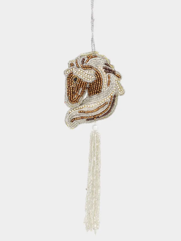 Шырша ойыншығы, 20 см, шашақтары бар, моншақ/полифилл, қола, Жылқы, Beads figure, image-0