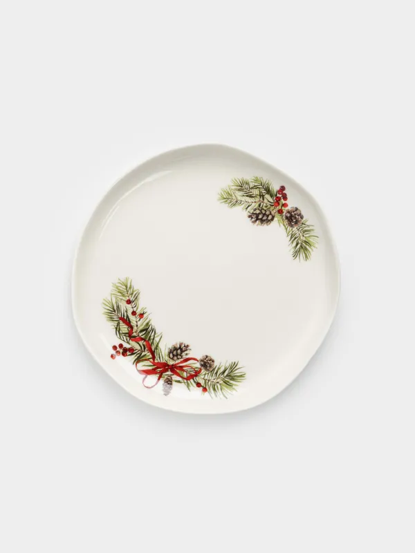 Ас сервизі, 6 адам, 12 зат, фарфор N, ақ, дақты, Шырша бүршіктері мен шетен, Rowan delice, image-3