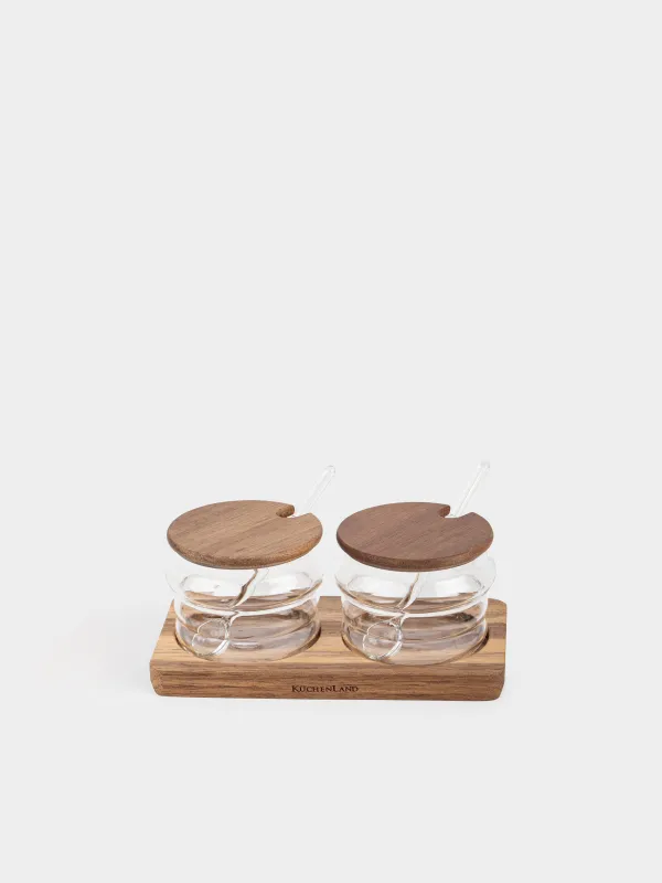 Вазочка для джема, с ложкой, на подставке, Noble tree, image-1