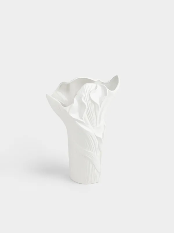Ваза для цветов, 34 см, декоративная, керамика D, белая, Каллы, Calla white, image-1