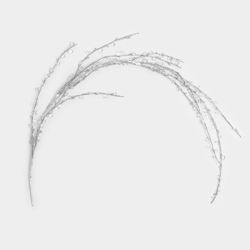Ветка-гирлянда декоративная, 1,2 м, акрил/металл, серебристая, Кристаллы, Crystal decor