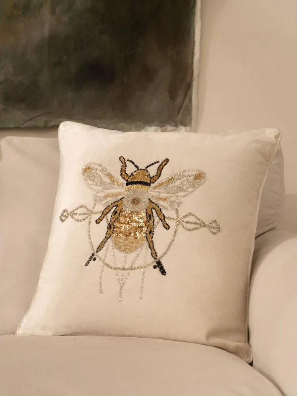 Подушка декоративная, 50х50 см, с бисером, Шмель, Bugs, image-3