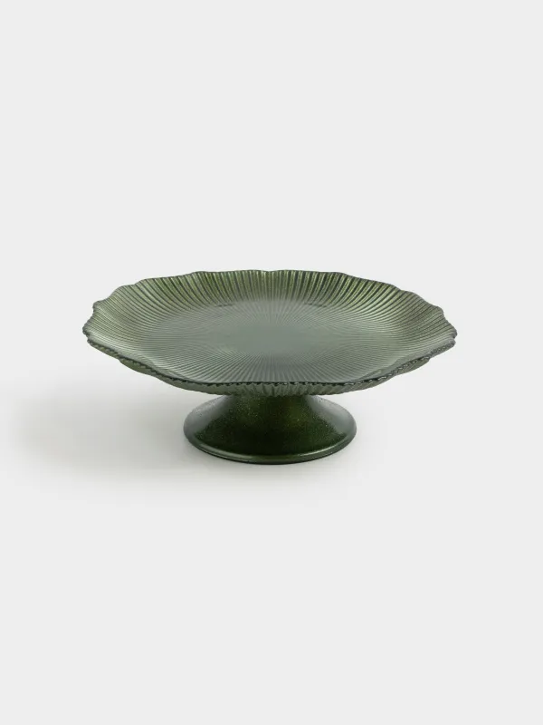 Аяқты ыдыс, 21х12 см, шыны Р, жасыл, Ribby color, image-4