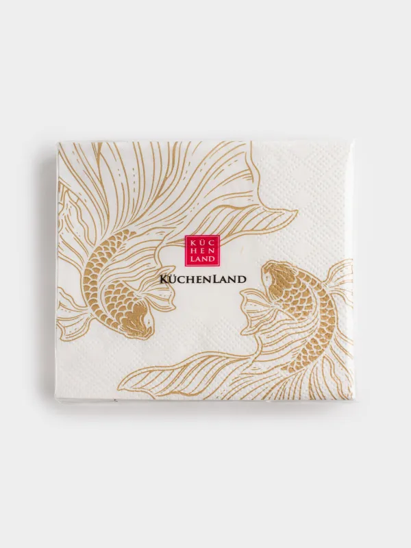 Қағаз майлықтар, 21х21 см, 20 дана, шаршы, ақ, Балық, Goldfish, image-3