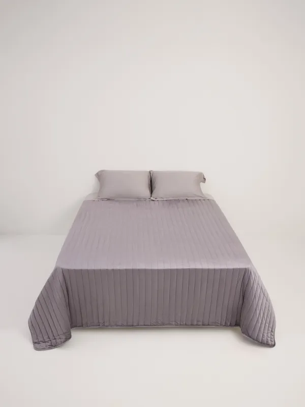 Төсек жапқыш, 220х240 см, сырылған, барқыт/микрофибра, сұр, Stitch velvet, image-5