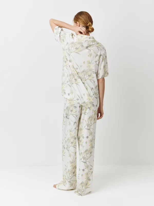 Әйелдер жейдесі, үйге арналған, өлшемі S, қысқа жеңді, вискоза, сұр, Жапырақтар, Leksli, image-3