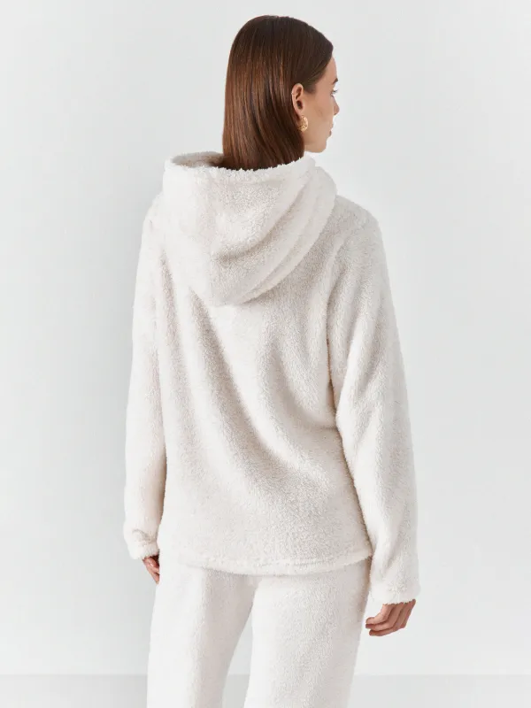 Әйелдерге арналған худи, үйге арналған, өлшемі S, жасанды үлбір, сүт түстес, Kiriana, image-3