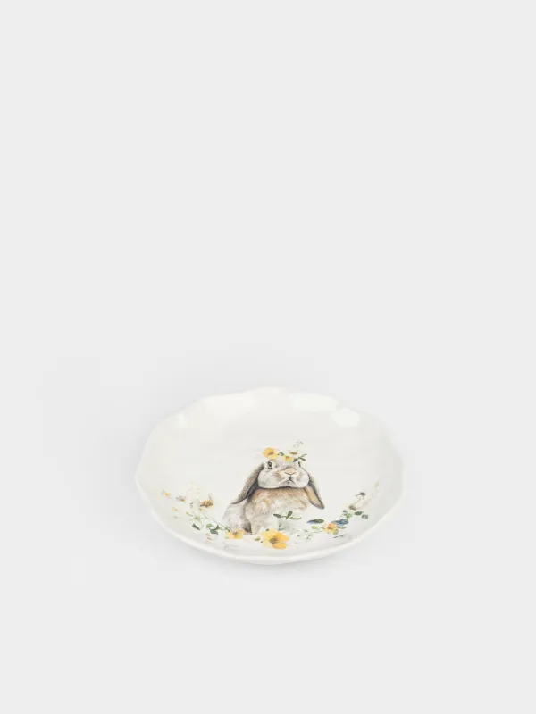 Тарелка закусочная, 23 см, Кролик с цветами, Natural Easter, image-1
