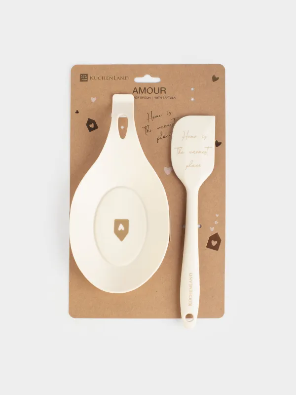 Қасық тұғыры, 20 см, қалақшасы бар, силикон, сүт түстес, Үй, Amour, image-5