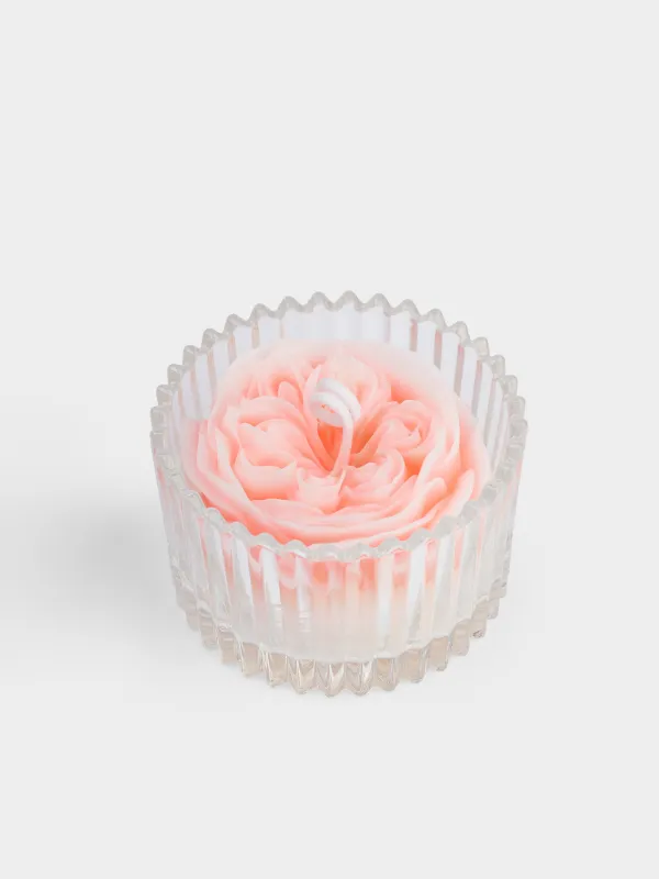 Свеча ароматическая, 6х9 см, в подсвечнике, с крышкой, стекло, Blue Bell, Роза, Rose, image-2