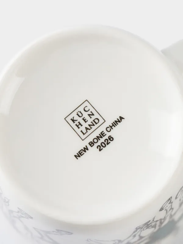 Саптыаяқ, 420 мл, фарфор N, ақ, Шарф пен қалпақ киген жылқылар, Horse trio, image-5