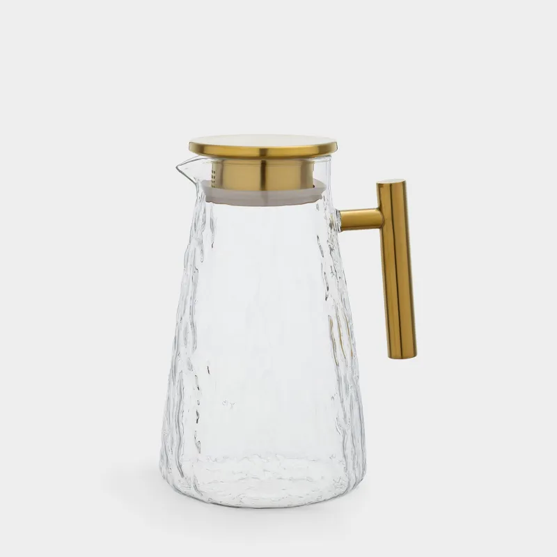 Кувшин, 1,6 л, с крышкой, стекло/металл, золотистый, Glacial gold