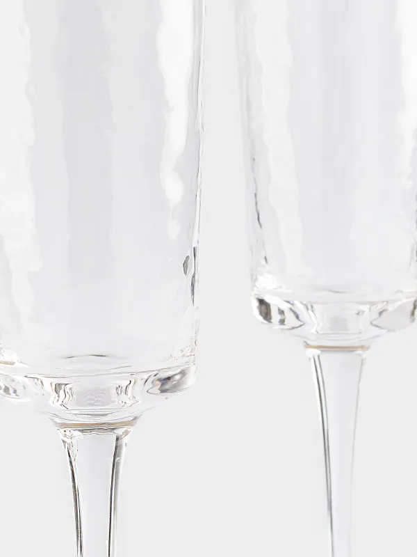 Бокал для шампанского, 2 шт, с золотистым кантом, Ripply gold, image-2