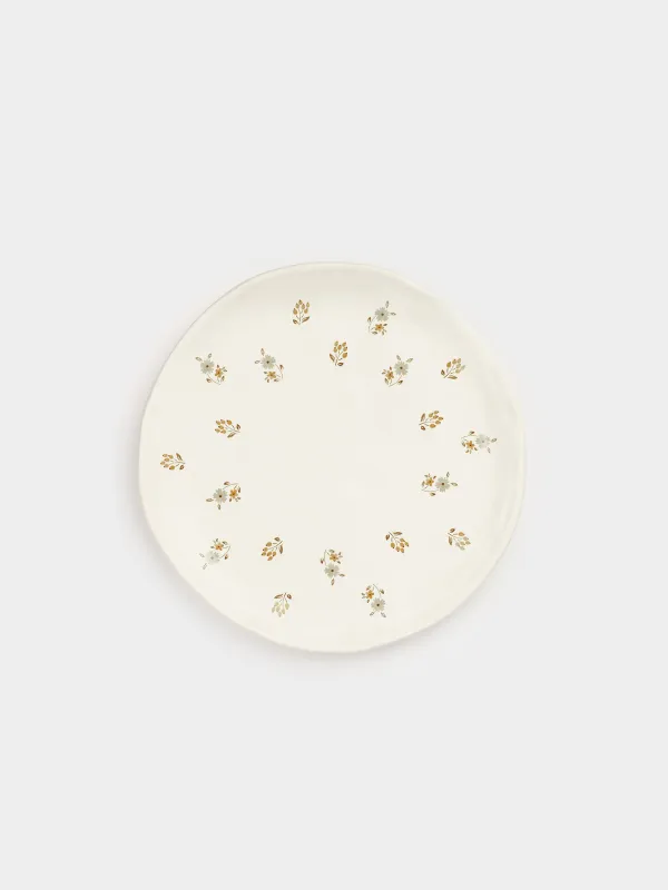 Ыдыс, 23 см, керамика, сүт түстес, ескірген гүлдер, La flore, image-1