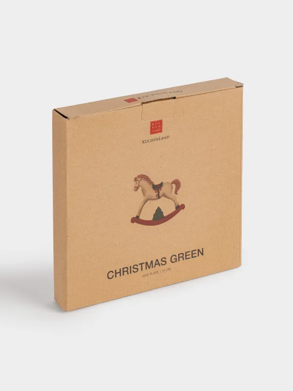 Тарелка закусочная, 21 см, керамика D, Лошадка, Сhristmas green, image-6