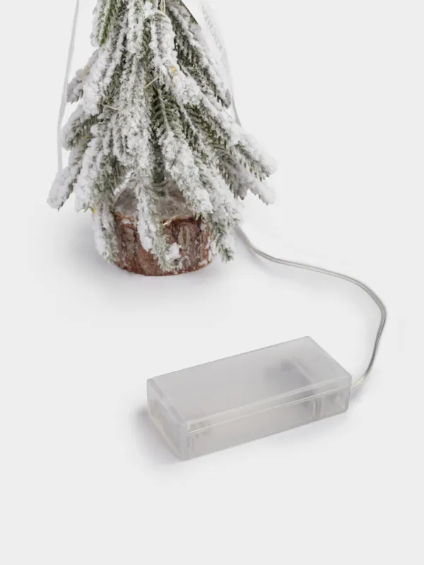 Ель искусственная, 20 см, с подсветкой, пластик/дерево, Заснеженная ель, Conifer curved, image-3