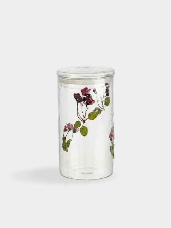 Сусымалы өнімдерге арналған құты, 900 мл, шыны Б, ішінде кептірілген гүлдері бар, Clear dried, image-0
