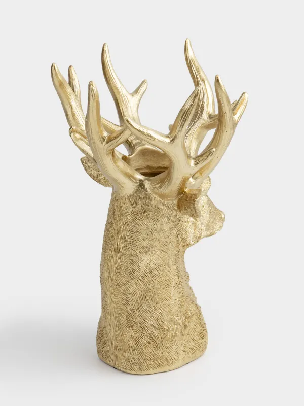 Ваза декоративная, 31 см, полирезин, золотистая, Голова оленя, Deer gold, image-3