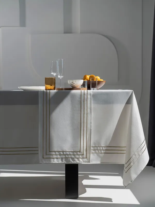 Үстел төсеніші, 40х160 см, полиэстер, ақ, Сызықтар, Trim gold, image-2