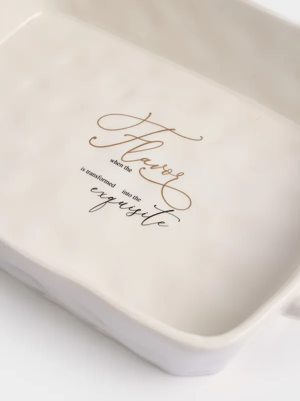 Пісіруге арналған ыдыс, 31х20 см, керамика, тікбұрыш, сүт түстес, Crumple kitchen, image-1