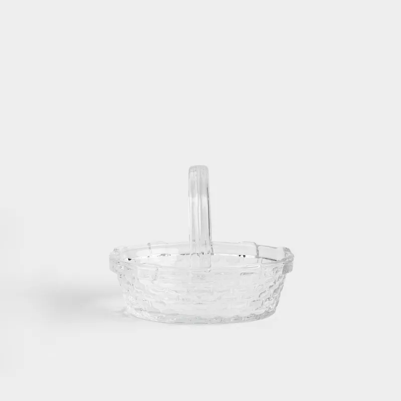 Ваза для фруктов, 17x14 см, с ручкой, стекло Р, Корзина, Clear pattern