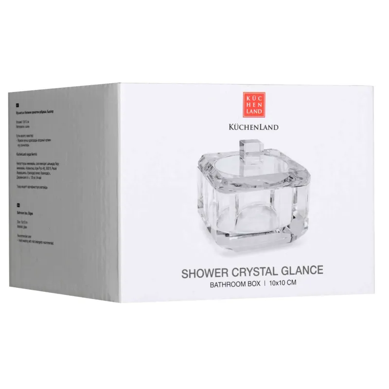 Жуынатын бөлмеге арналған қобдиша, 10х10 см, шыны, шаршы, Қырлар, Shower Crystal Glance, image-4