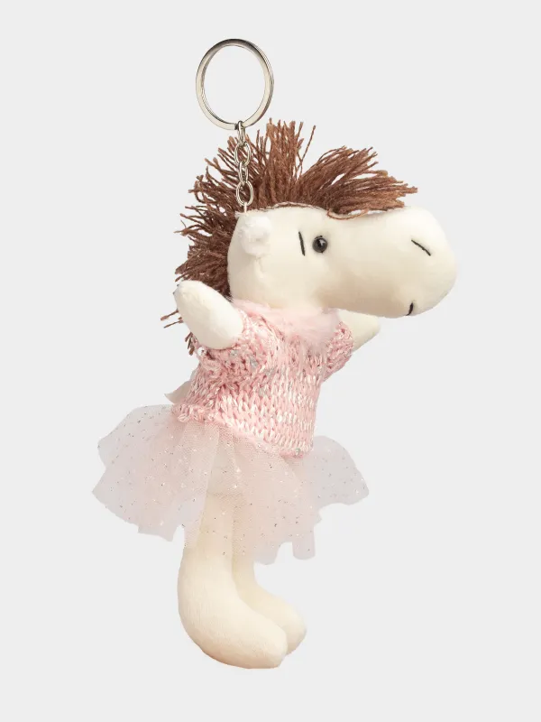 Брелок, 18 см, мягкий, полиэстер, бежевый, Лошадь в розовом платье, Cute horse, image-1