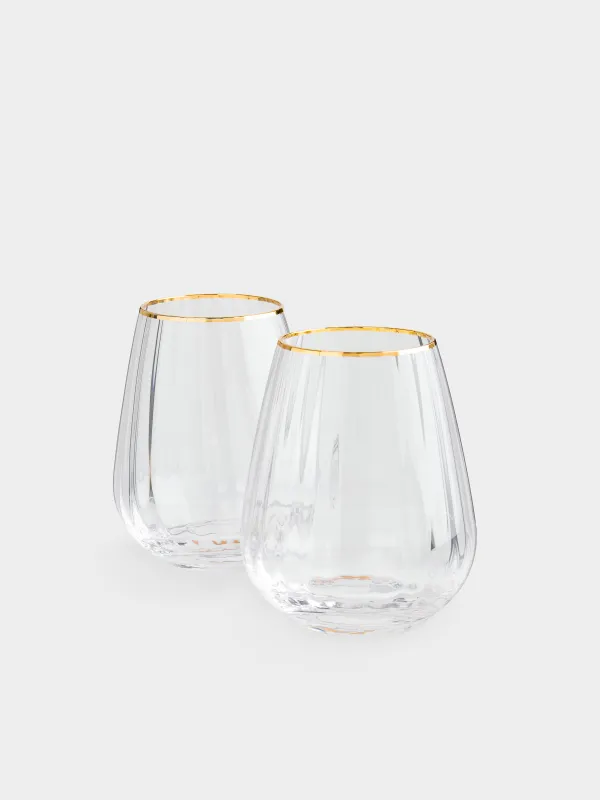 Стақан, 11 см, 250 мл, 2 дана, шыны, алтын жиектері бар, Glyfada, image-1