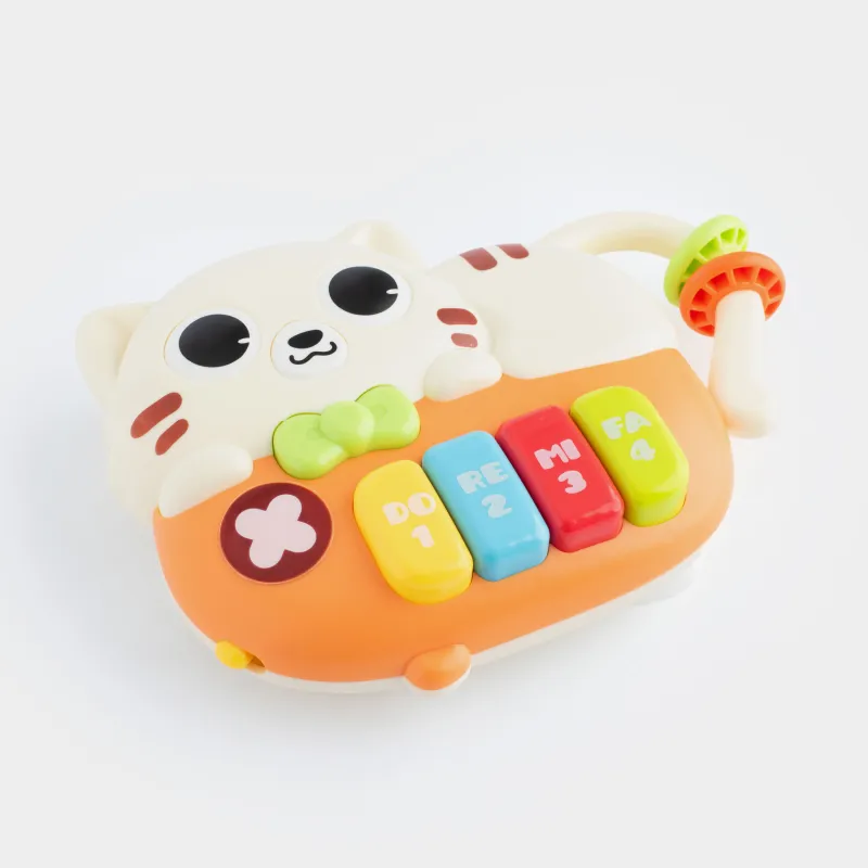 Дамытушы ойыншық, 12х16 см, музыкалық, пластик, Мысық-фортепиано, Cat, image-2