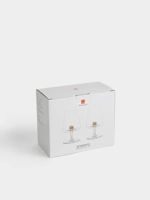 Бокал для коньяка, 430 мл, 2 шт, кристальное стекло, Янтарный шар, Sorento globular, image-5