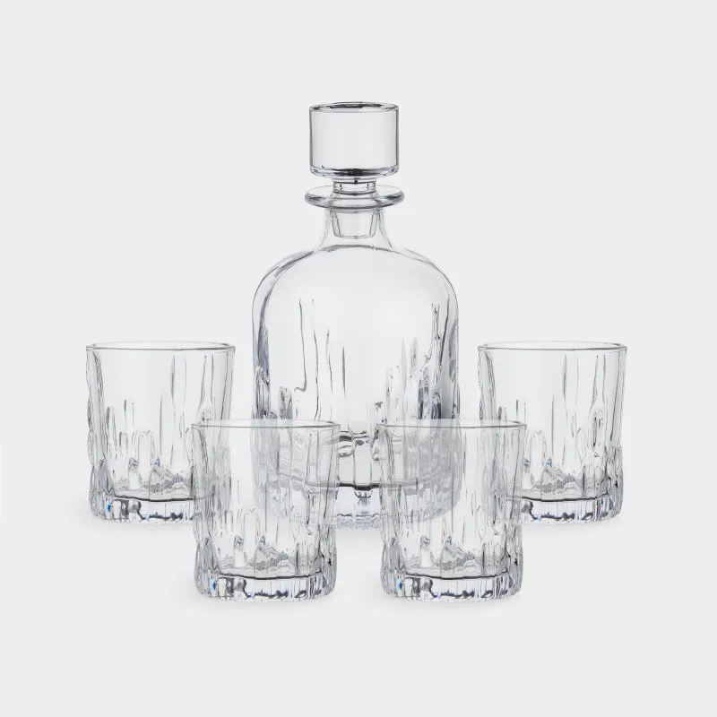 Вискиге арналған жиынтық, 4 адам, 5 зат, графин/стақандар, шыны Р, Harbor